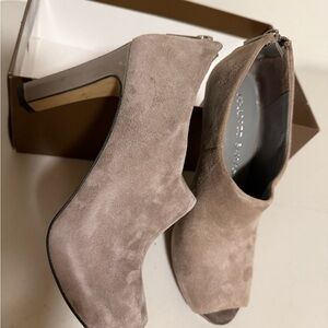 Franco Sarto Taupe Suede Heeled Boots